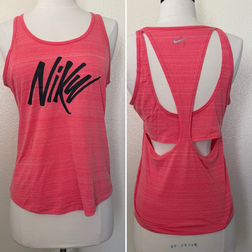 Nike Script logo back cutout active tank top red pink